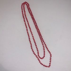 Long Red Bead Necklace